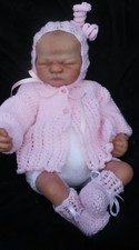 lillbees knitting pattern  dress jacket pants bonnet set. 12/24in reborn or baby