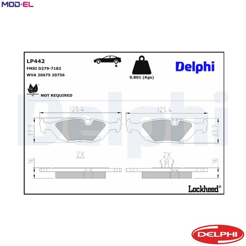 Brake pad set disc - brake, lp442