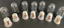 Days of the Week Thimbles, Nursery Rhyme.  Fenton Bone China. + Display Domes.