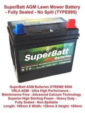 SuperBatt 32 AGM L Lawn Mower Battery TYPE 895 - COUNTAX C Series Garden Tractor