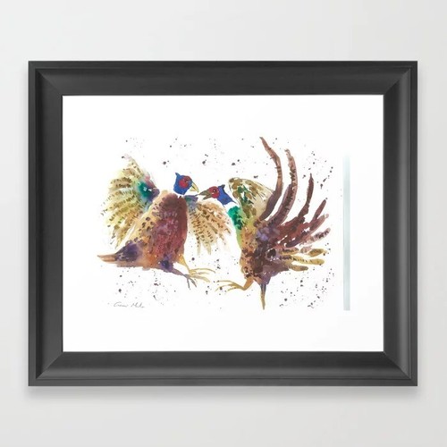 Fighting pheasants print - fighting,
