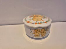 FOREVER FRIENDS White Vintage 1980s Ceramic Trinket Pot Teddy Bear