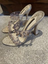 SOPHIA WEBSTER Dina Gem Metallic Mules Gold Heels Transparent UK5 VGC 