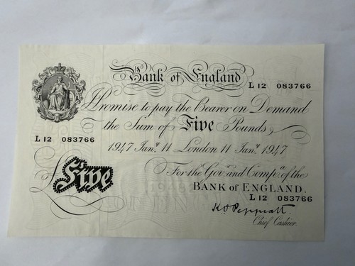 Bank england white 5 - bank, £5