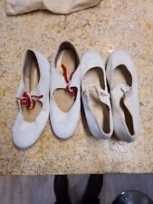 Two Pairs Ladies White Small Heel Tap Ballet Dance Shoes Size 5 Dancewear