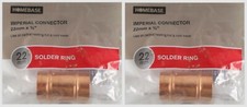 2x Solder Ring 22mm 3/4" IMPERIAL CONNECTOR Central Heating Water Copper Fixing