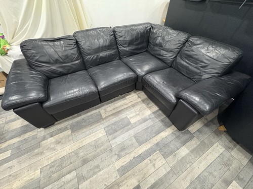 Dfs black leather corner sofa - dfs, sofa,