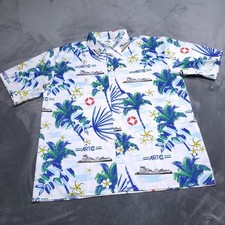 Artco River Tugboat Button Up Hawaiian Aloha L/XL Shirt Mississippi River