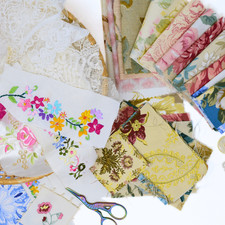 Vintage Fabric Elements 50 Pcs | Linens, Chintz, Crochet & Lace - Slow Stitching