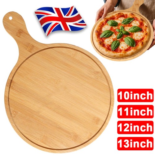 Round wooden pizza serving - round,