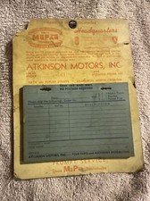 RARE ATKINSON MOTOR CHARLOTTE NC MOPAR DODGE CHRYSLER GAS OIL ADVERTISING 