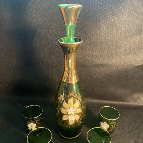 Vintage green glass liqueur - glass,