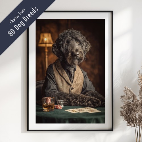Funny dog playing poker - dog,