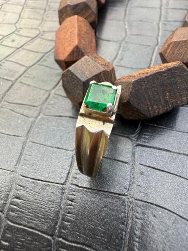Men green emerald ring - green,