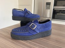 Shelly's of London Blue suede creepers shoes 7 rockabilly punk vintage 70s/80s 