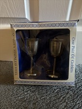 Quality Stainless Steel Pair Of Goblets New In Box