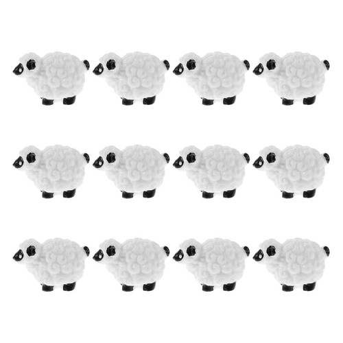 12pcs white resin sheep - resin,