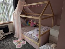 Single Flair Ted Play House Wooden Bed with Storage and Mattress