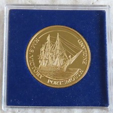 2002 QEII GOLDEN JUBILEE / HMS VICTORY 38mm GOLD PLATED PROOF MEDAL -cased