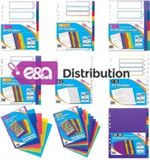 A4 File Dividers Plastic Coloured Tabs Subject Filing Numbered A-Z Extra Wide