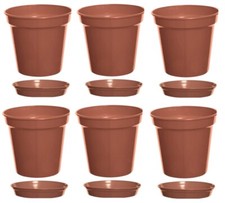 6 Large Plastic Plant Pots &