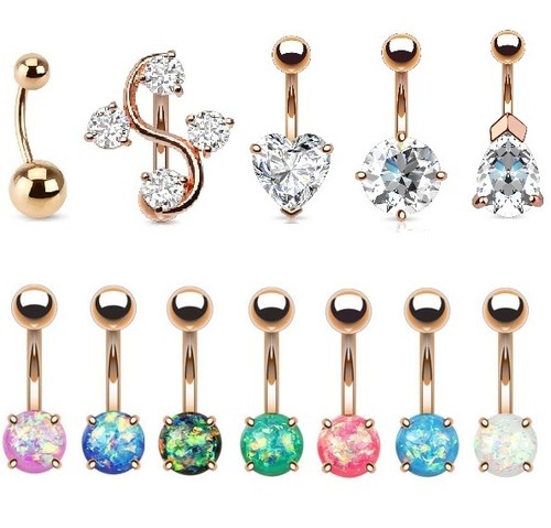 Rose gold belly bar - rose,