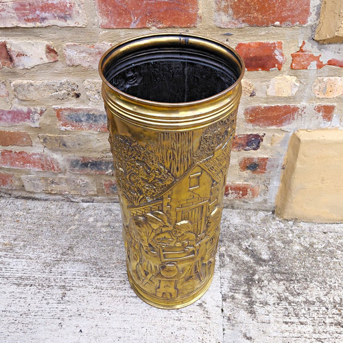 Antique brass umbrella stand - antique,