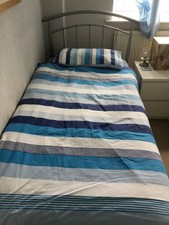 3ft single storage bed with pewter grey headboard & Mattress optional.