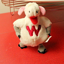 Vintage Woolworth 'Wooly' Sheep Plush Toy Small 10cm Soft Toy 1990s Displayed