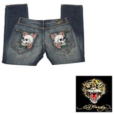 Ed Hardy By Christian Audigier Mens Embellished Button Fly Jeans 40x34