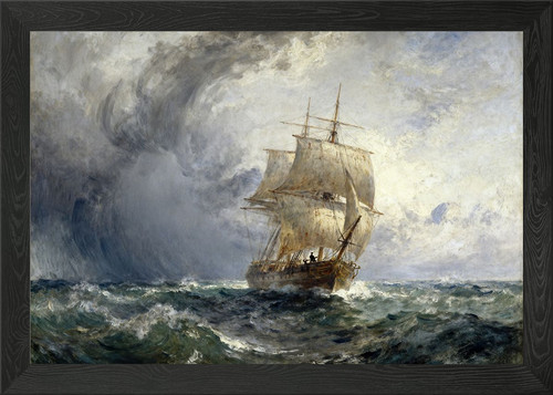 Ship stormy sea 3 framed - in,