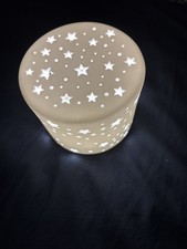 Ikea Nightlight Star Pattern White Ceramic Battery Powered