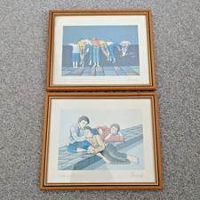 Rene Pinard Pair Framed Prints "Bello" & "Orizzonti" Both W27cm x H22cm Vintage
