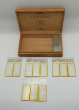 Prepared Specimen Microscope Slides in a Vintage Wooden Cigar Box