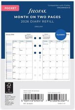 Filofax Pocket Month On Two Pages Diary Refill - 2026 English