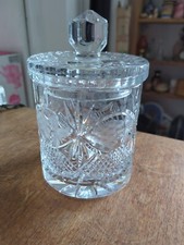 Vintage Large Crystal Clear Industries Poland Lead Crystal Lidded Sweet Jar