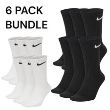 Nike Socks 6 Pairs Crew Ankle Cotton Cushioned Lightweight Mens Womens White