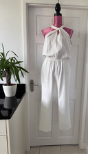 REISS .. Fabulous Ivory TESSA Twisted Halterneck Jumpsuit Sz 10