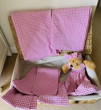 Handmade girls pink & white gingham curtains, tie backs