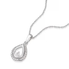 Sterling Silver Diamond Pear