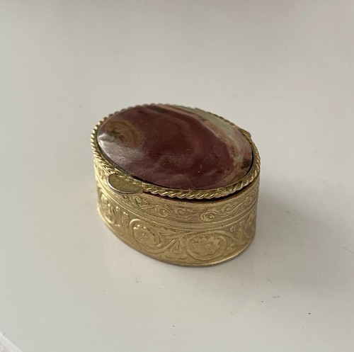 Vintage red brown agate - agate, lidded