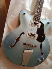 Bass 4-strings classic blue gray glossy Semi-Hollow HH Pickups Electric guitar