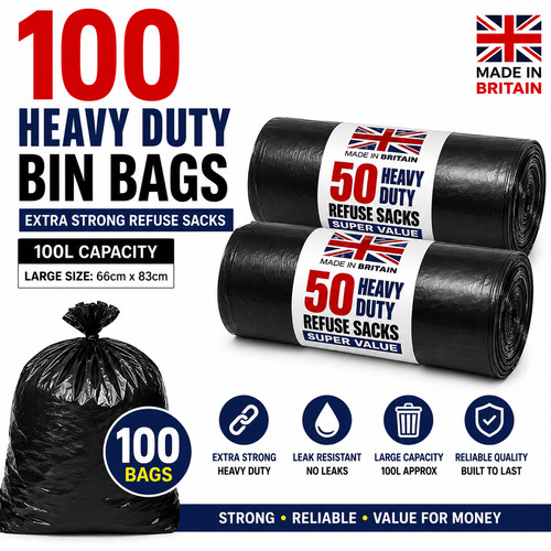100 heavy duty black - black, bags