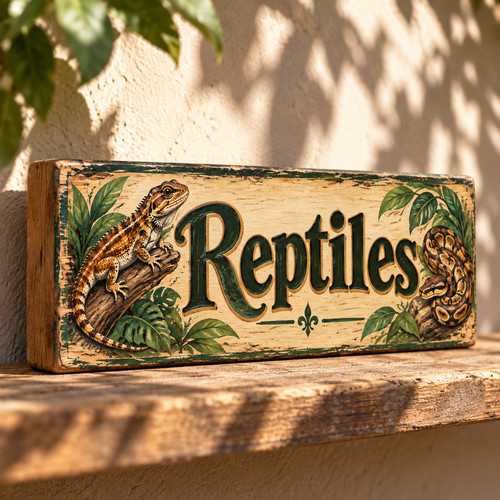Reptiles sign wooden snake - sign,