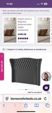 STAPLES BELGRAVIA CHARCOAL VELVET SUPERKING HEADBOARD EX-COND RRP£999