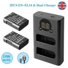 2x 1.5AH EN-EL14 Battery For Nikon D3100 D3200 D3300 D5300 P7700 + Dual Charger