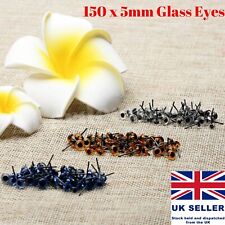 150 x 5mm Glass Eyes for Needle Felting Sewing Bear Dolls Toy Art Craft DIY Tool