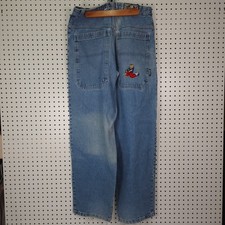 MENACE USA Clothing With Attitude Jeans 32x32 7/8 (Actual) Popeye Embroidered