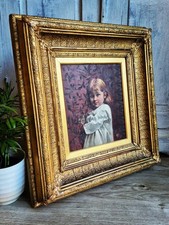 Antique Portrait Painting, Victorian Oil Painting, Portrait Of A Young Girl 