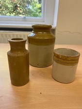 3x Antique Stoneware Salt